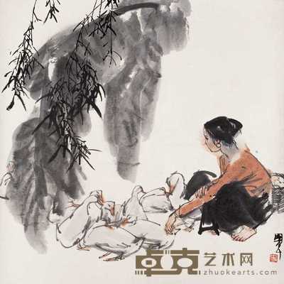 史国良  养鹅图 镜心 67×67cm